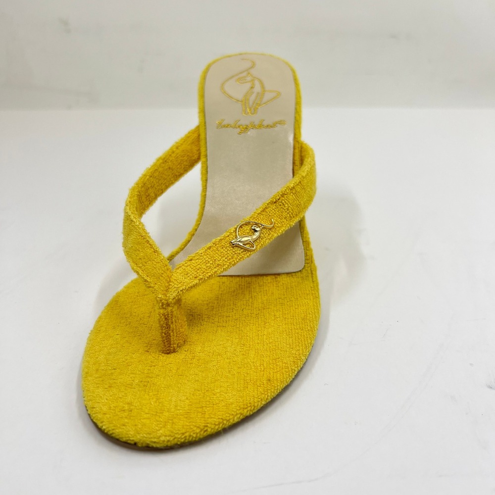 Baby Phat Terry Wedge Thong Womens Size 6 Yellow Y2K McBling Logo Sandal NWB - Picture 8 of 15